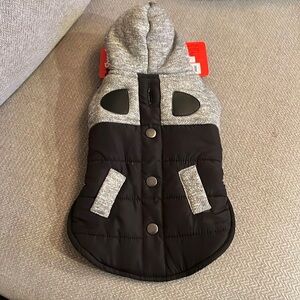 Winter Coat (NWT) PetShoppe dog puppy sporty hoodie gray black Velcro closure